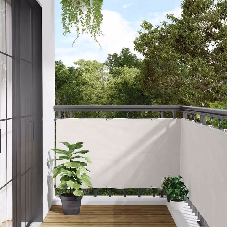 vidaXL Paravento da Balcone Bianco in PVC e Poliestere L: 600 cm, H: 120 cm