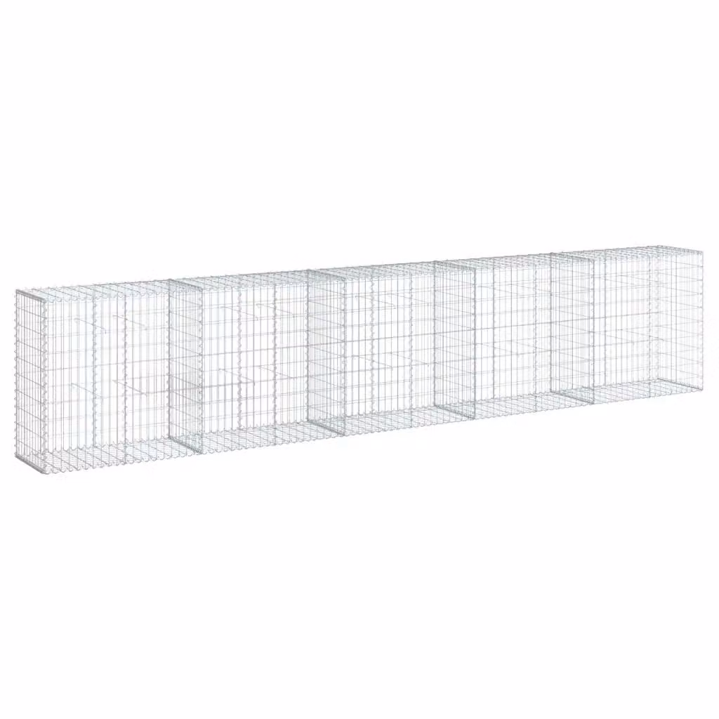 Cesto Gabbione con Copertura vidaXL in Ferro Zincato Grigio L: 500 cm, P: 50 cm, H: 100 cm – 2