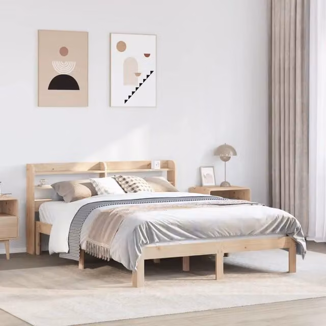 Giroletto con Testiera 150x200 cm in Legno Massello di Pino 3306790