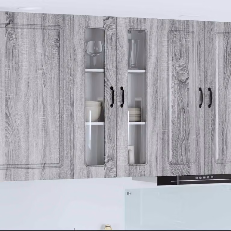 vidaXL Pensile da cucina Kalmar Grigio Sonoma con ante a battente e ripiani interni L: 60 cm, P: 31 cm, H: 100 cm
