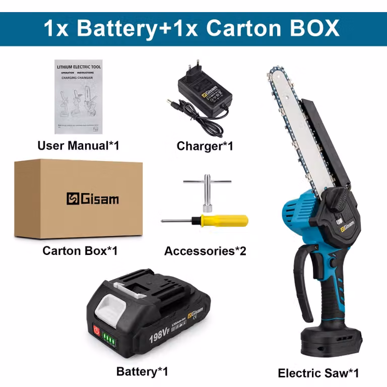 Troncatrice a batteria - Mini troncatrice da 20 cm - Motore brushless - 18V - Include 1 batteria - Ideale per tagliare legno e per lavori di giardinaggio - Da utilizzare a mano