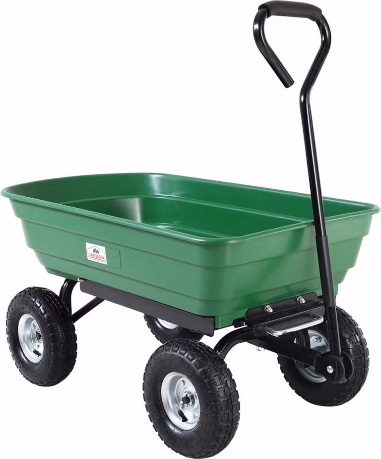 Carrello ribaltabile da giardino verde 300 kg 75 l