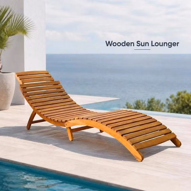 Sun Lounger Solid Acacia Wood Brown