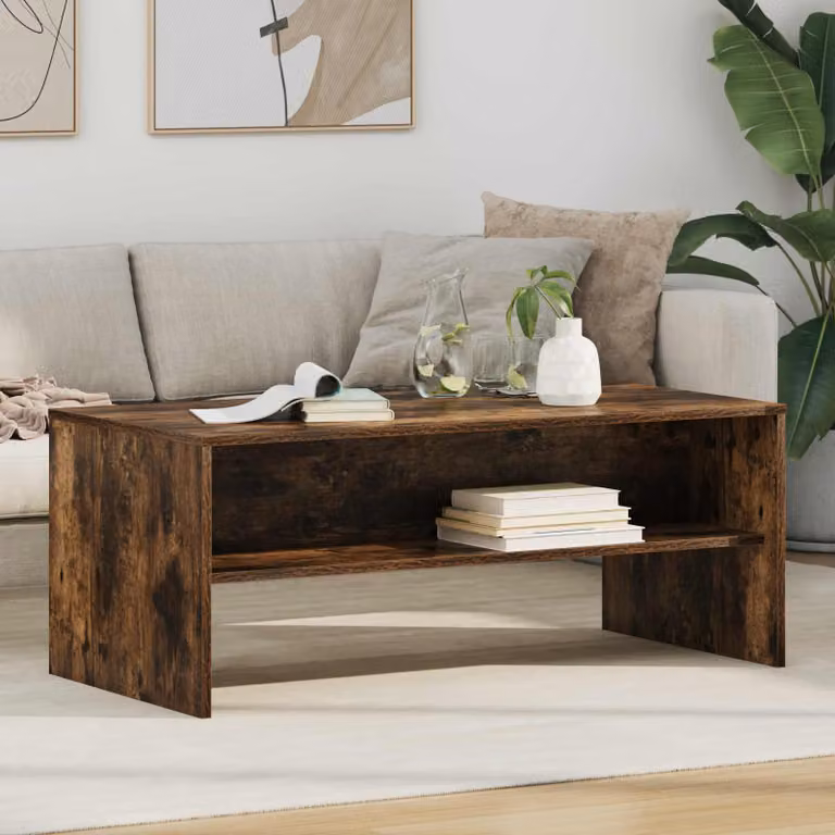 Tavolino da salotto moderno vidaXL in rovere color marrone, L 100 x P 50 x H 40 cm