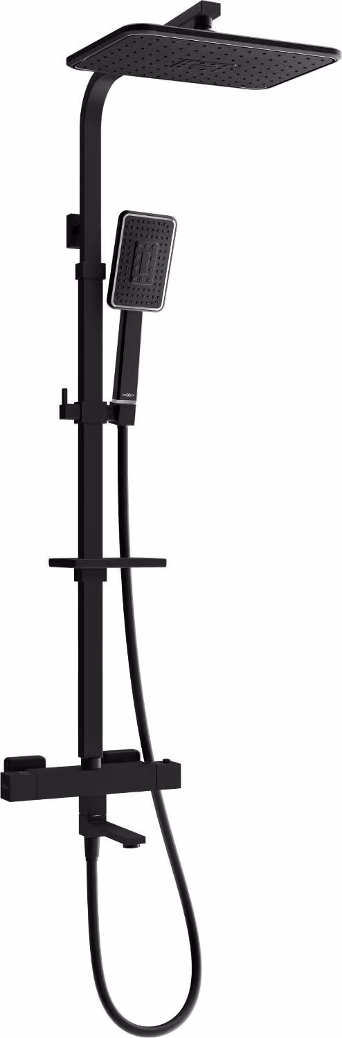Mexen CQ54 set da vasca-doccia con soffione e rubinetto termostatico, nero/cromo - 779105495-71