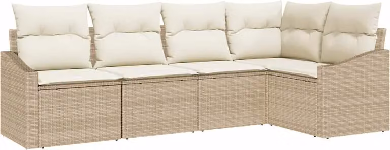 Set di divani con cuscino 5 pcs Beige polyrattan