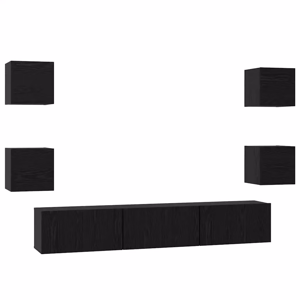 Set mobile TV moderno vidaXL in 7 pezzi, Rovere e Nero, in legno MDF per il tuo soggiorno – 2