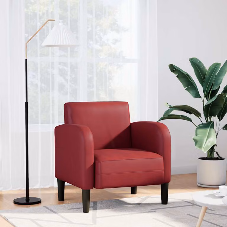 vidaXL Divano Sedia con Braccioli Rosso in Similpelle per Soggiorno o Ufficio