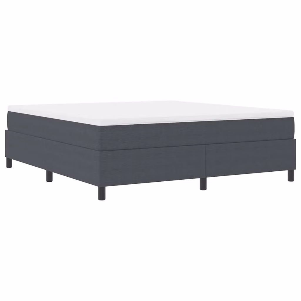 Letto a molle vidaXL in tessuto velluto a coste Grigio e Bianco L: 180 cm, P: 200 cm, H: 203 cm – 2