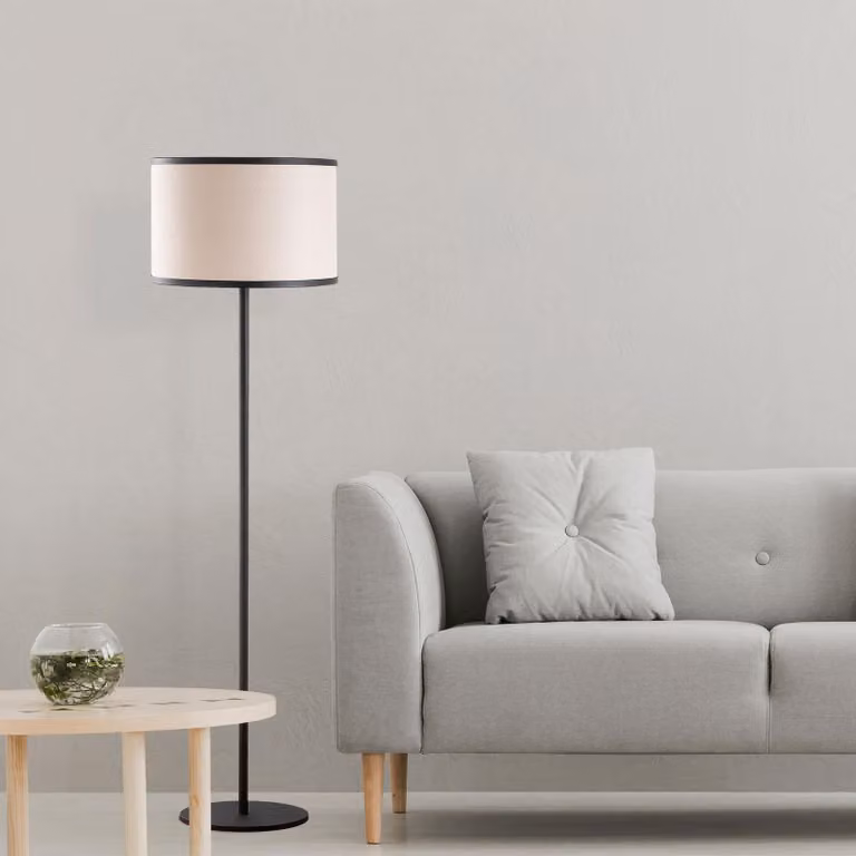 Opviq, lampada da terra di alta qualità, struttura in metallo, bianco e nero, 40 x 40 x 156 cm | Paralume in tessuto, diametro 40 cm, E27, max. 40 W | Design elegante per interni moderni.