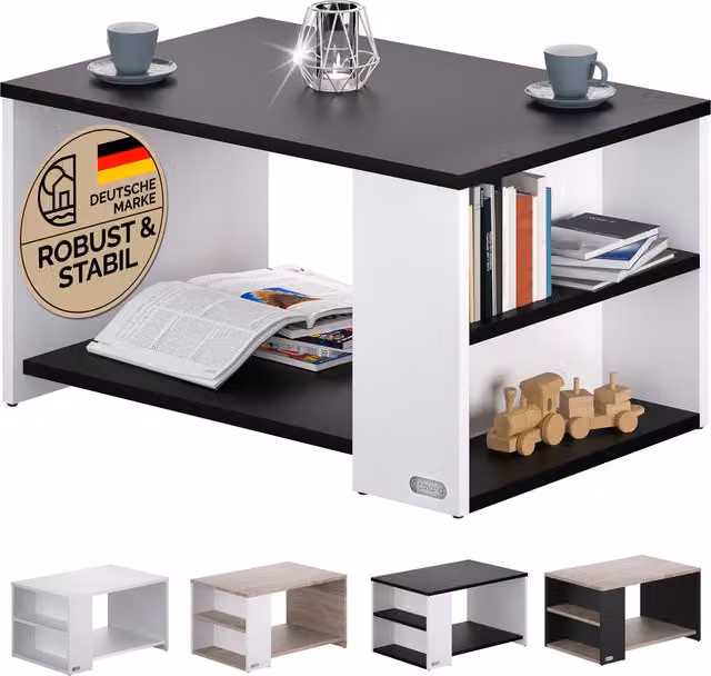 Tavolino rettangolare Casaria Santa Cruz bianco e nero L/P/H: 90 x 60 x 50 cm – 1
