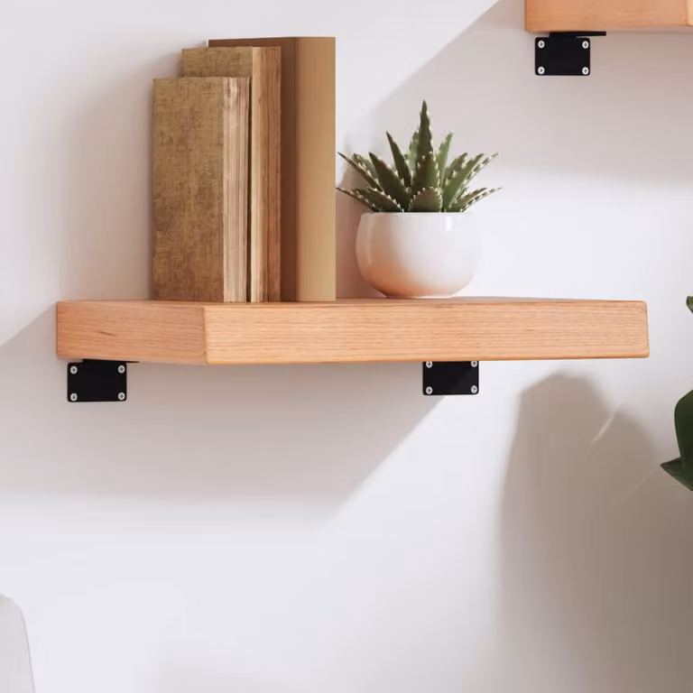 Ripiano da muro vidaXL in rovere massello marrone chiaro L 40 cm, P 20 cm, H 6 cm