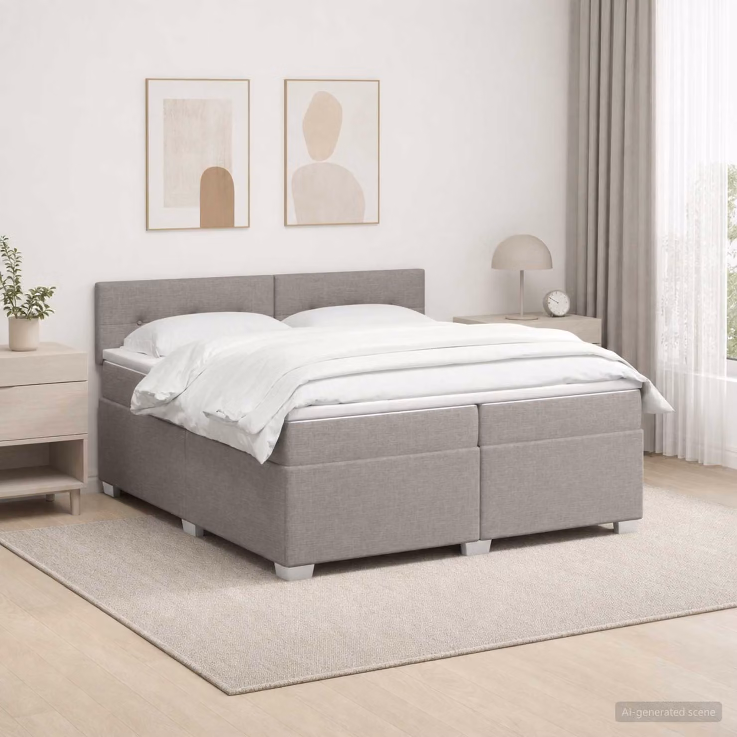 Letto box spring con materasso ibrido vidaXL in tessuto, L/P: 200 x 200 cm