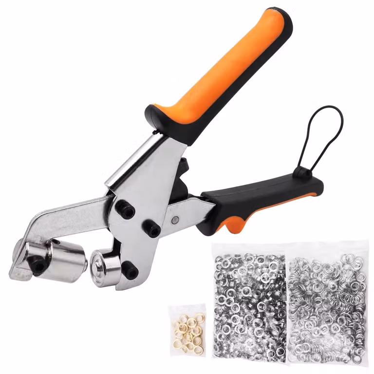 Kit di occhielli da 500 pezzi - Pinza portatile per occhielli - Pressa manuale - Acciaio inossidabile - Ideale per progetti fai-da-te - Adatto per abbigliamento e accessori - Punzone per fori