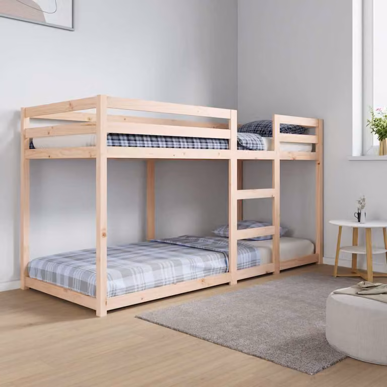 vidaXL Letto a Castello in Legno Massello di Pino, Colore Marrone e Sabbia, L/P/H: 80 x 200 x 205,5 cm