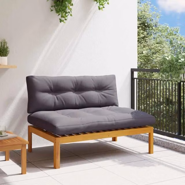 Salotto da Giardino-Divano componibile Centrale Grigio Naturale e Scuro Legno di acacia