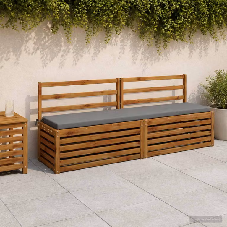 Set di 2 cuscini per panchina vidaXL SOEST in poliestere grigio con rivestimento rimovibile e resistente ai raggi UV