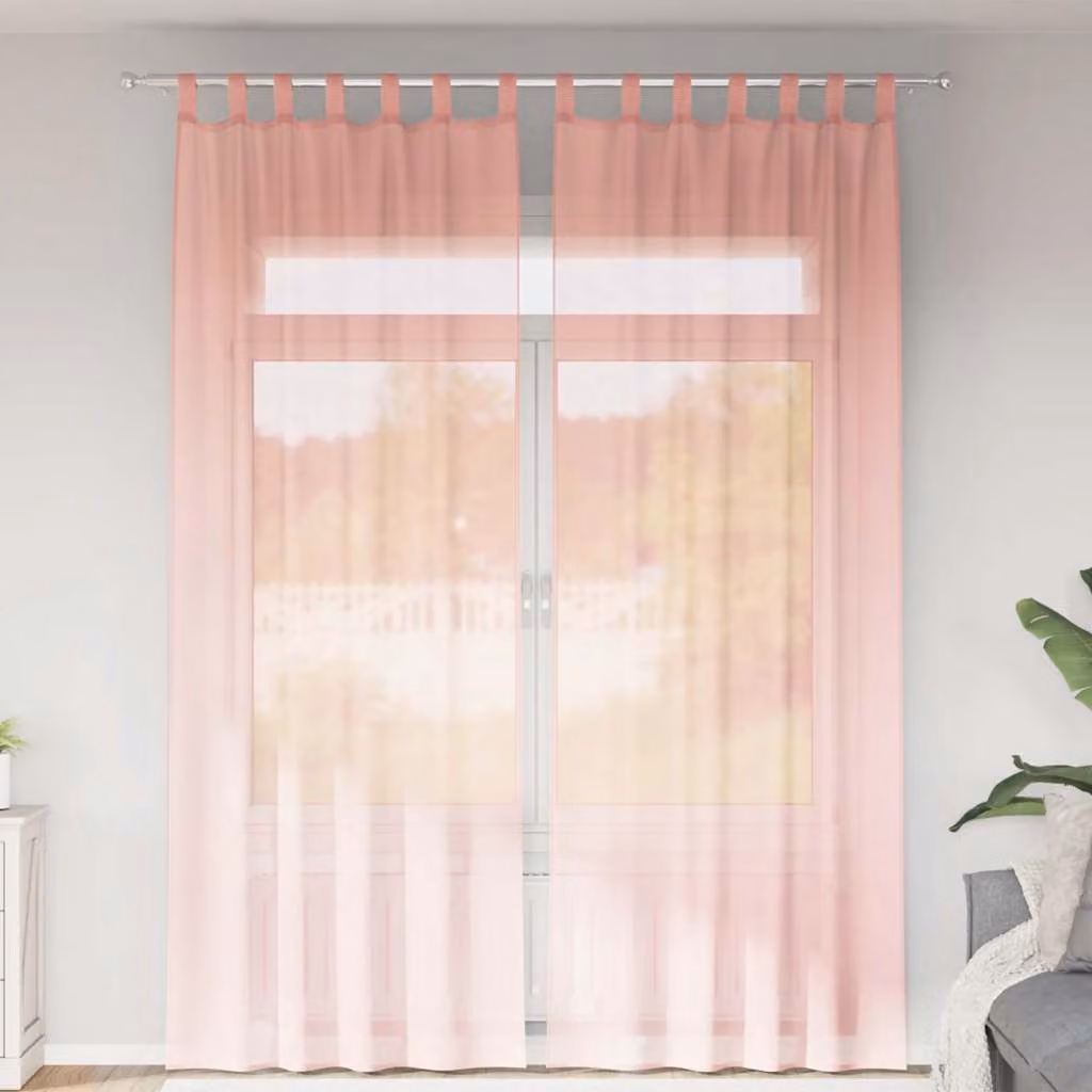 Set di 2 tende in voile semi-trasparenti vidaXL rosa con tasche per asta in poliestere L: 140 cm, H: 260 cm