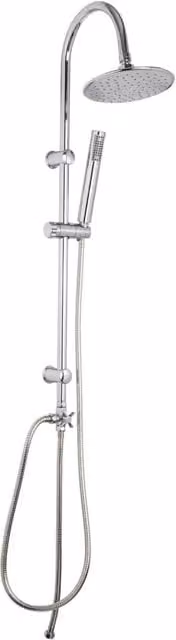 Saliscendi Doccia Metaform Modello Poseidon con Soffione e Doccetta in Acciaio Inox e Ottone Spazzolato Colore Argento e Ottone Satinato