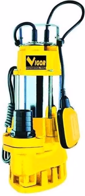 Elettropompa Sommersa Vigor VE750 SUB per Acque Luride in Acciaio Inox e Ghisa, Colore Argento e Giallo