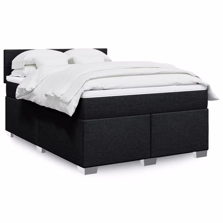 vidaXL Giroletto a Molle Ibrido con Materasso in Tessuto Nero L/P/H: 140 x 190 cm