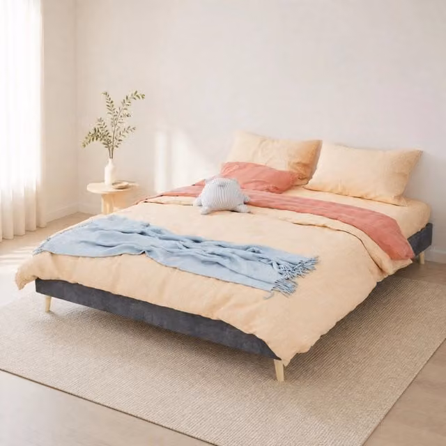 Letto moderno minimale in tessuto grigio L/P: 160 x 200 cm