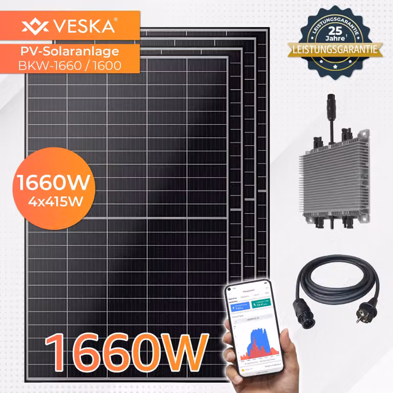Centrale elettrica del balcone 1660 W / 1600 W Impianto solare fotovoltaico set completo WIFI Smart mini impianto fotovoltaico 1660 watt