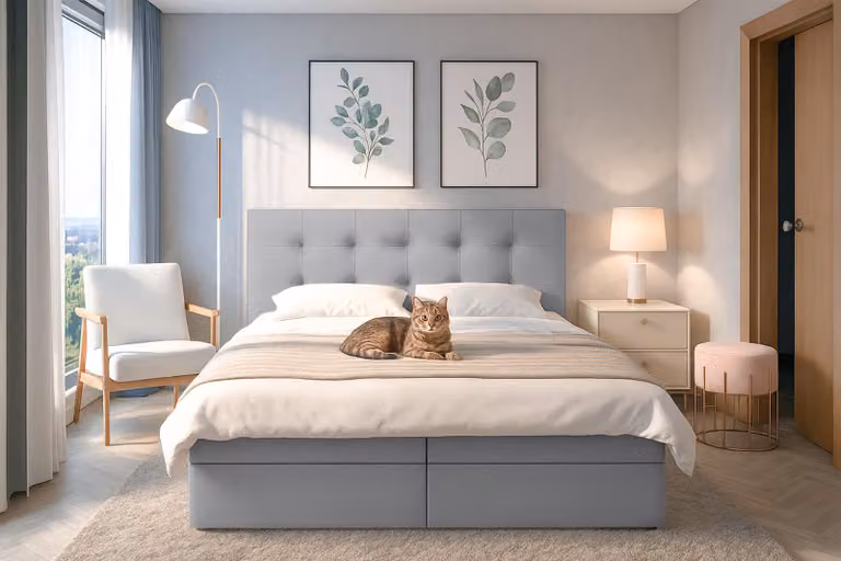 AX LIVING Belinai Letto con contenitore Boxspring 160 cm Grigio 165 x 208 cm