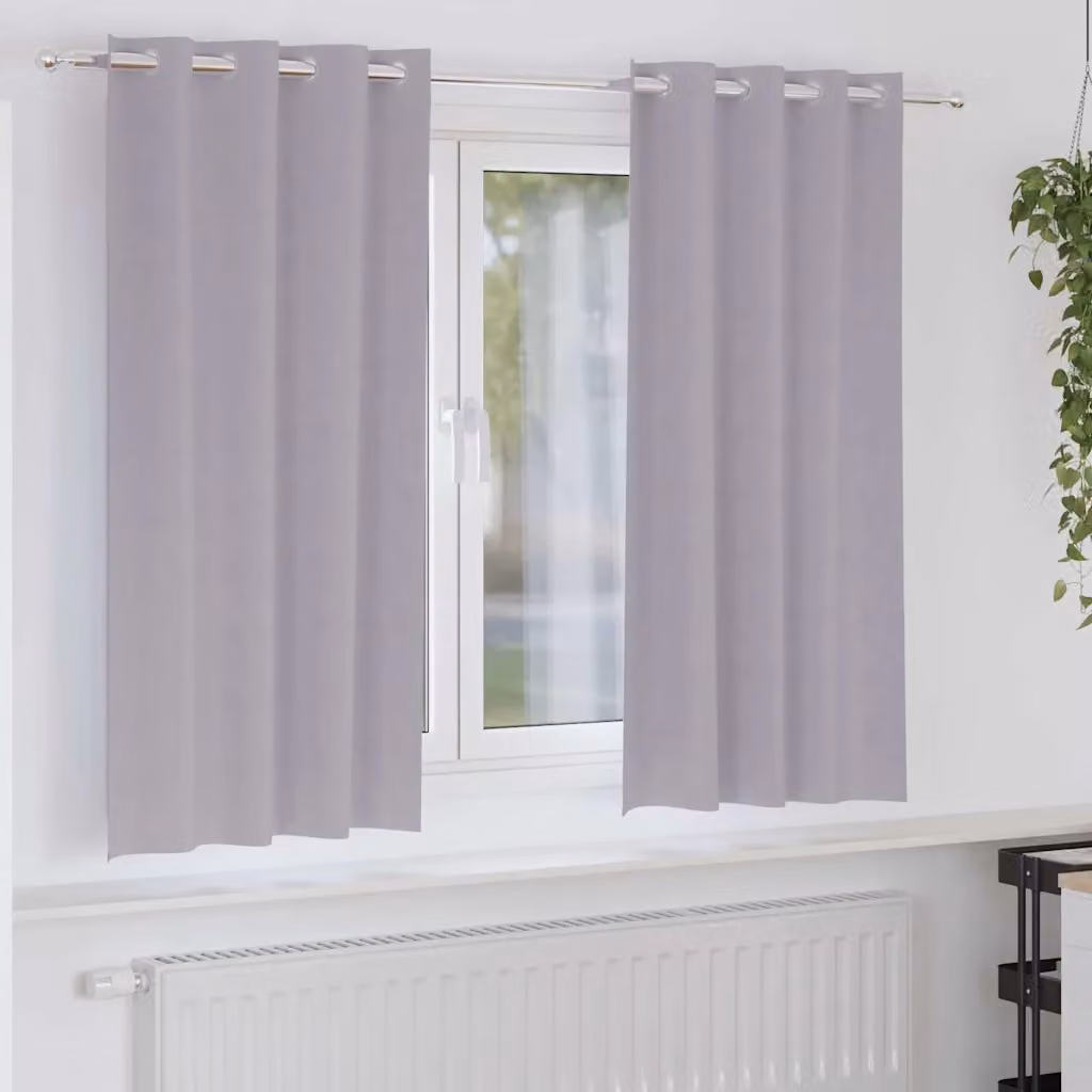 Set di 2 tende blackout vidaXL con anelli in poliestere, colore grigio, L: 140 cm x H: 175 cm