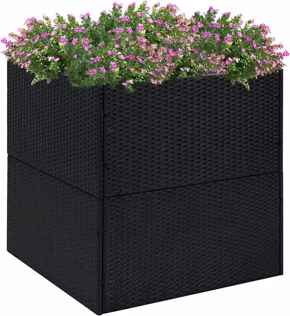 Fioriera da Giardino Nero 80x80x80 cm in Polyrattan