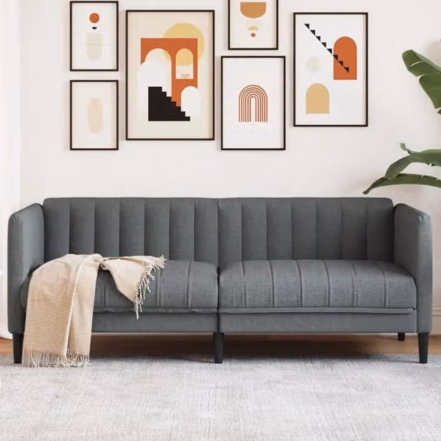 Divano a 2 posti moderno vidaXL in tessuto grigio con struttura in legno e schiuma L: 176 cm, P: 76,5 cm, H: 74,5 cm – 1