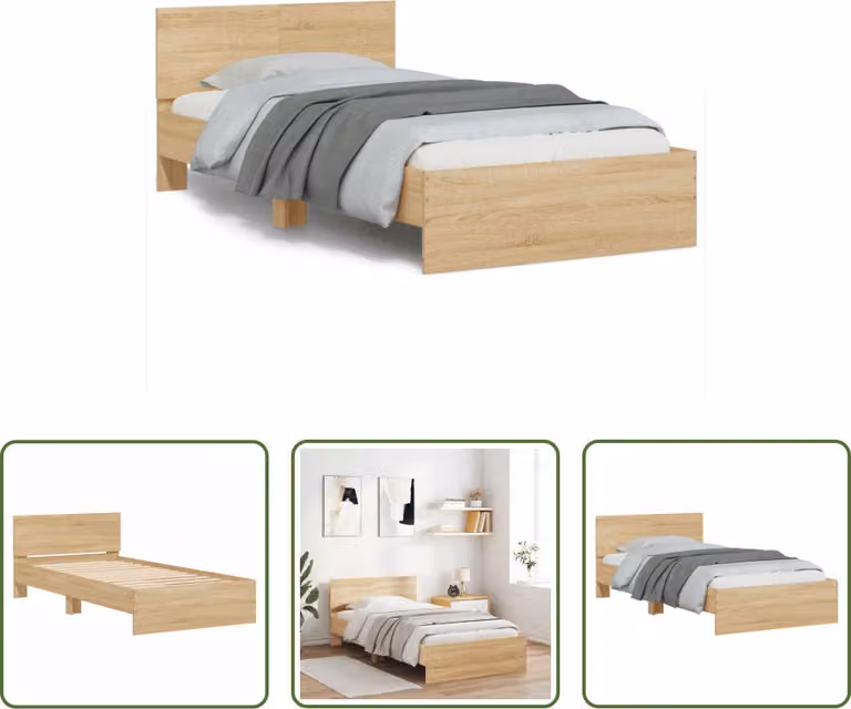 The Living Store Giroletto con testiera in rovere Sonoma 100x200 cm Materiale in legno