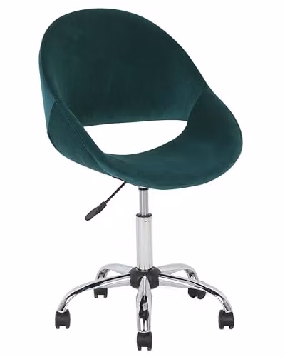 Sedia Ufficio Girevole Velluto Verde Base Argento Altezza Regolabile