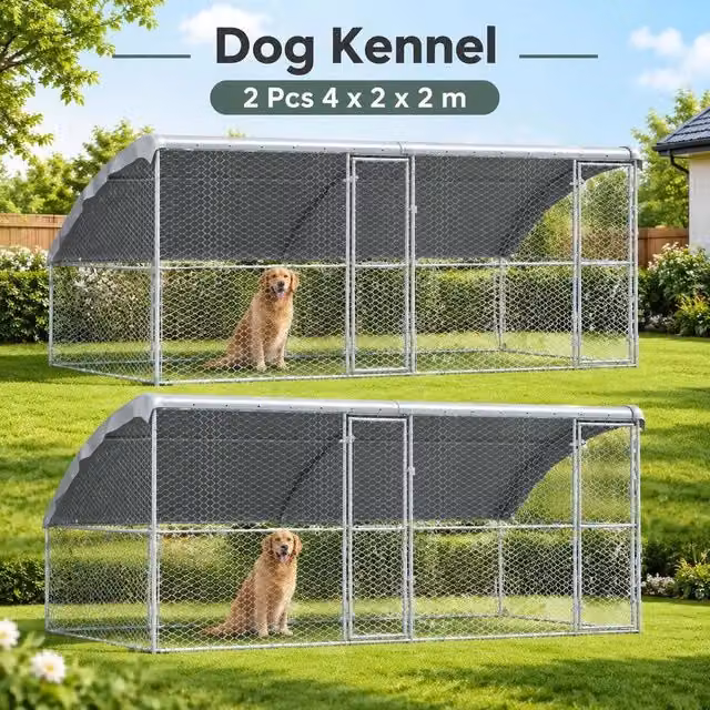 Cuccia Per Cani 2 Pz Argento 4 X 2 X 2 M Acciaio Zincato
