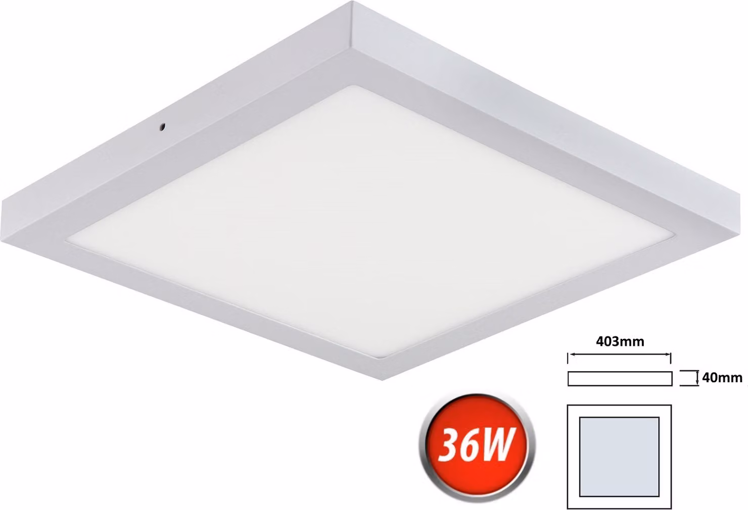 plafoniera LED 36W bianco freddo 2500 lumen 400x400mm lampada a plafone illuminazione angolare a soffitto incl. trasformatore