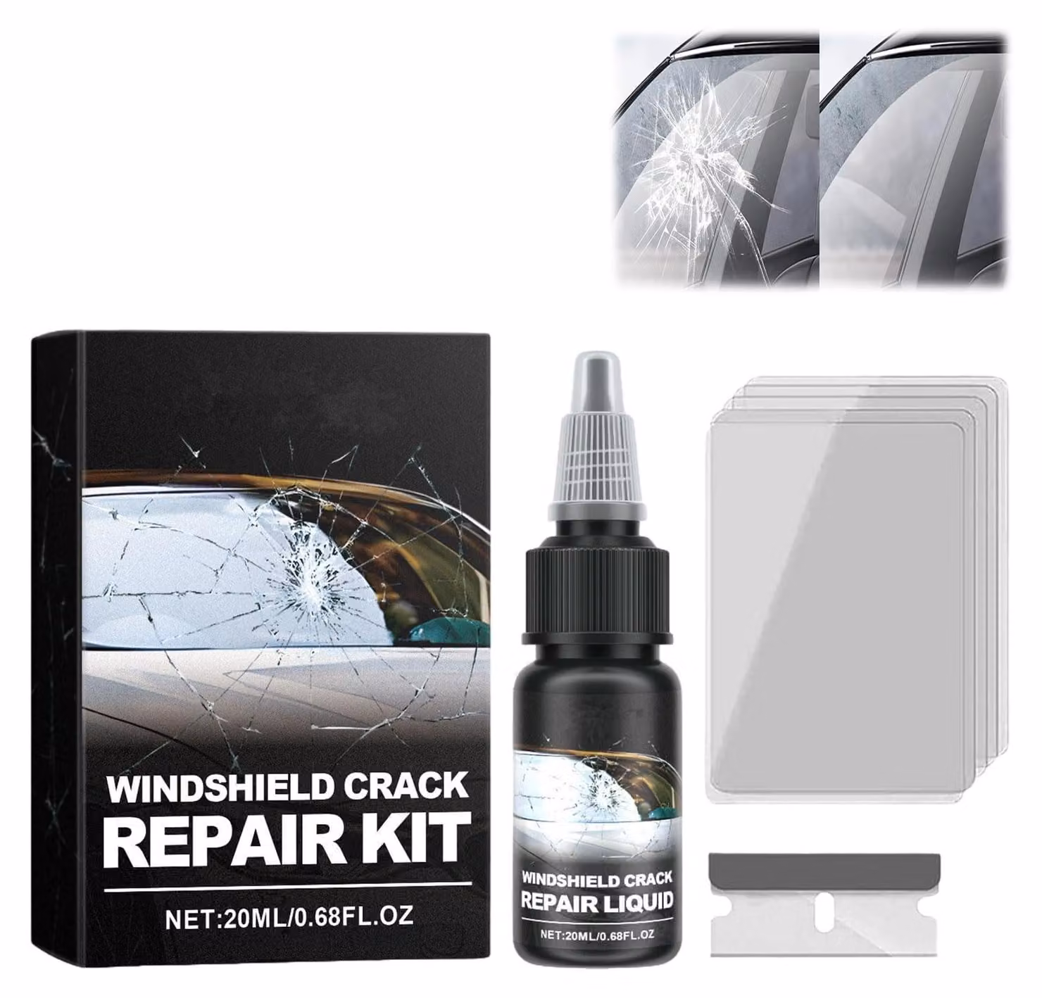 Kit professionale per la riparazione di danni al parabrezza