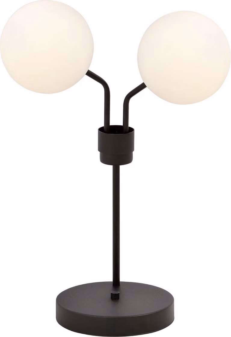 Lampada da comodino Emibig 2xE14 40W NOVA LN2 NERA/OPALINA 1138/LN2