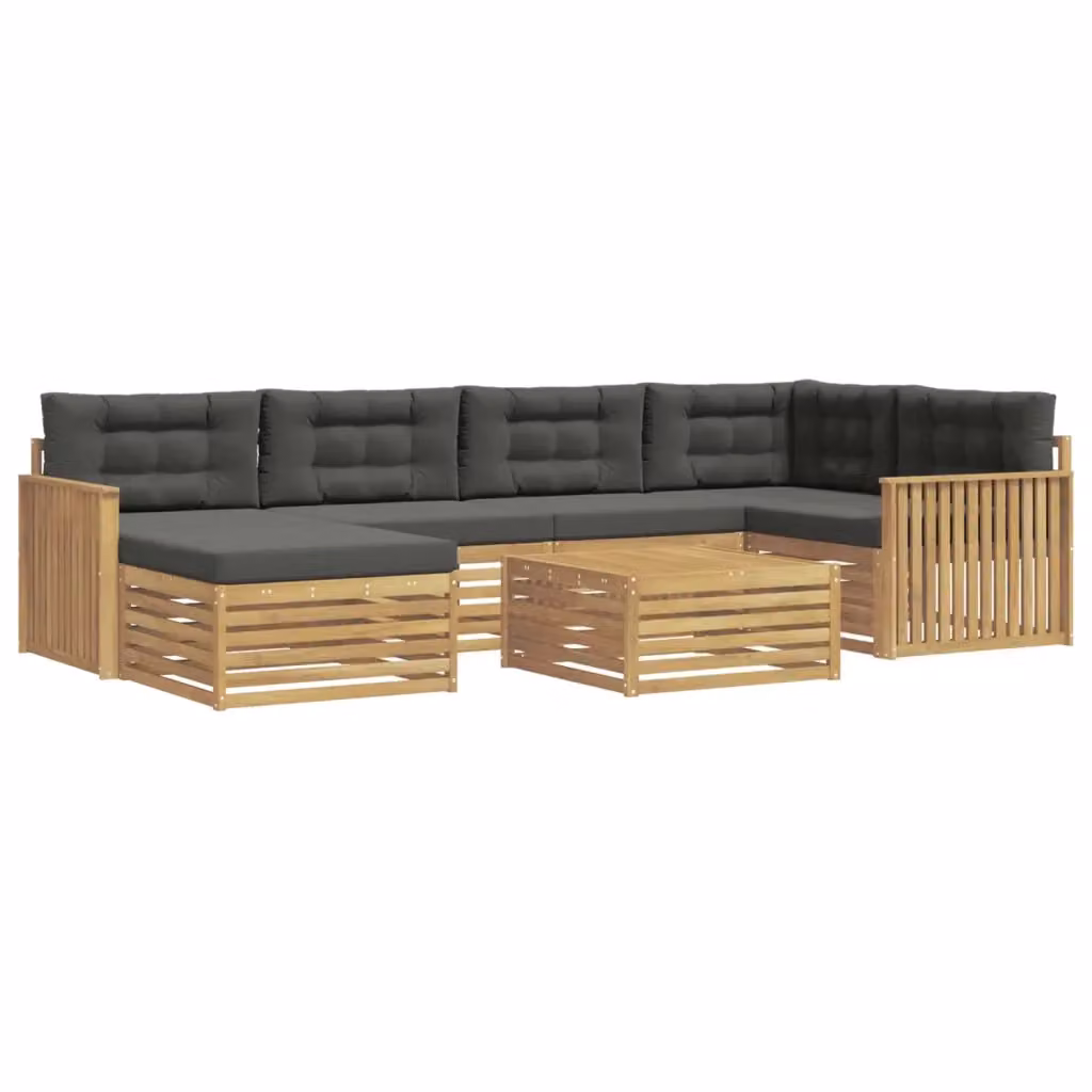 Set di divani da esterno 7 pezzi vidaXL in legno di acacia con cuscini Bianco e Antracite – 2