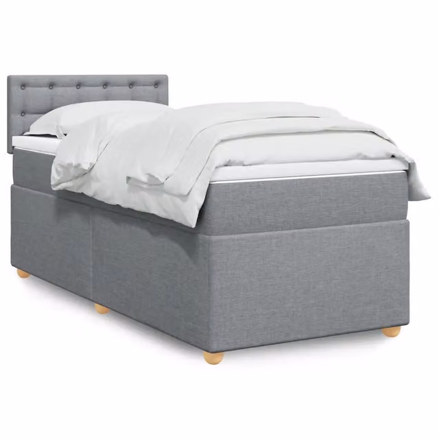 Letto Ibrido vidaXL con Giroletto a Molle e Materasso in Tessuto Grigio e Bianco, L/P/H: 100 x 200 cm