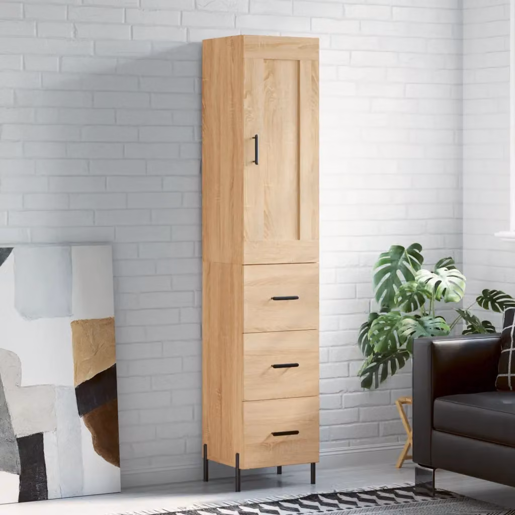 Credenza moderna vidaXL in legno Rovere Sonoma marrone, sospesa, con ante a battente, L/P/H: 180 x 34,5 x 34 cm