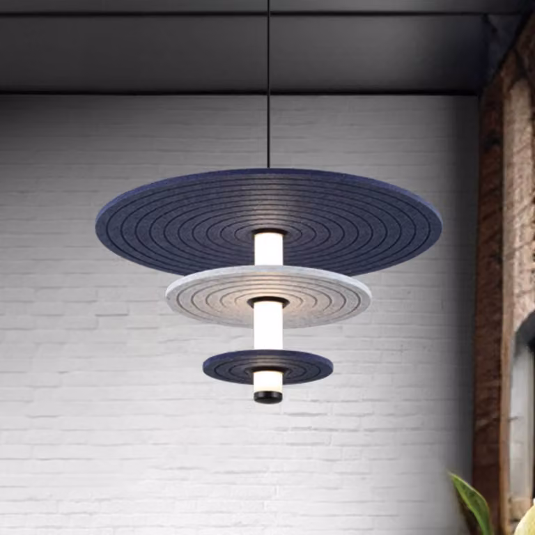 Viokef Lampada LED a sospensione Azul, altezza 31 cm, blu/grigio/nero/, feltro Azul, Alluminio / Grigio / Zincato, Soggiorno / Sala da pranzo, Plastica
