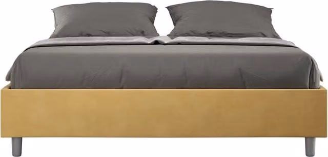 Letto matrimoniale king size con contenitore BS COM imbottito in microfibra colore ocra L/P: 170 x 200 cm – 1