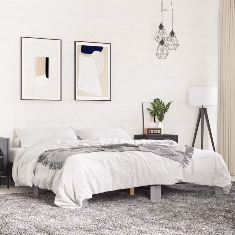 Giroletto vidaXL in legno multistrato e metallo, Grigio Sonoma, 200x200 cm