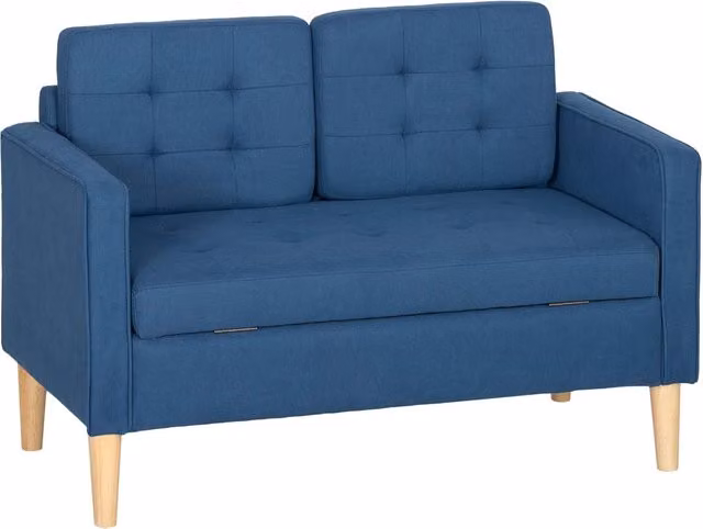 Divano 2 posti con contenitore e cuscini ¨C Minimal ¨C 117x62x78 cm blu
