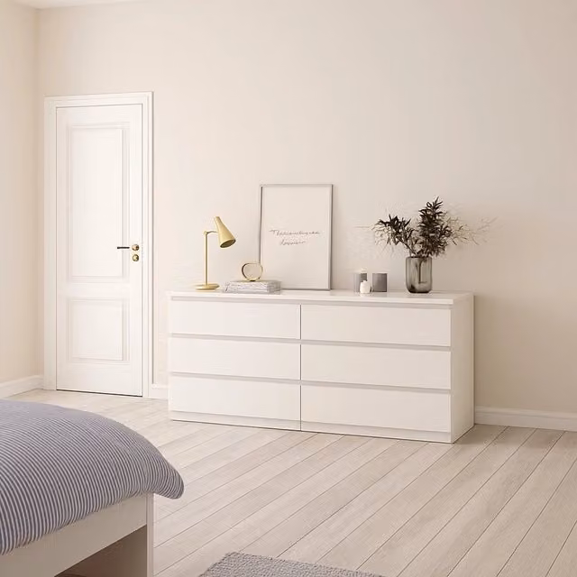 Credenza Abacadabra DMORA, Buffet e Madia da Soggiorno o Cucina, Bianco, L: 154 cm, P: 50 cm, H: 70 cm