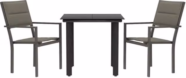 Set da Pranzo da Giardino 3 pz | Set Salotto da Giardino Nero in Acciaio e Textilene