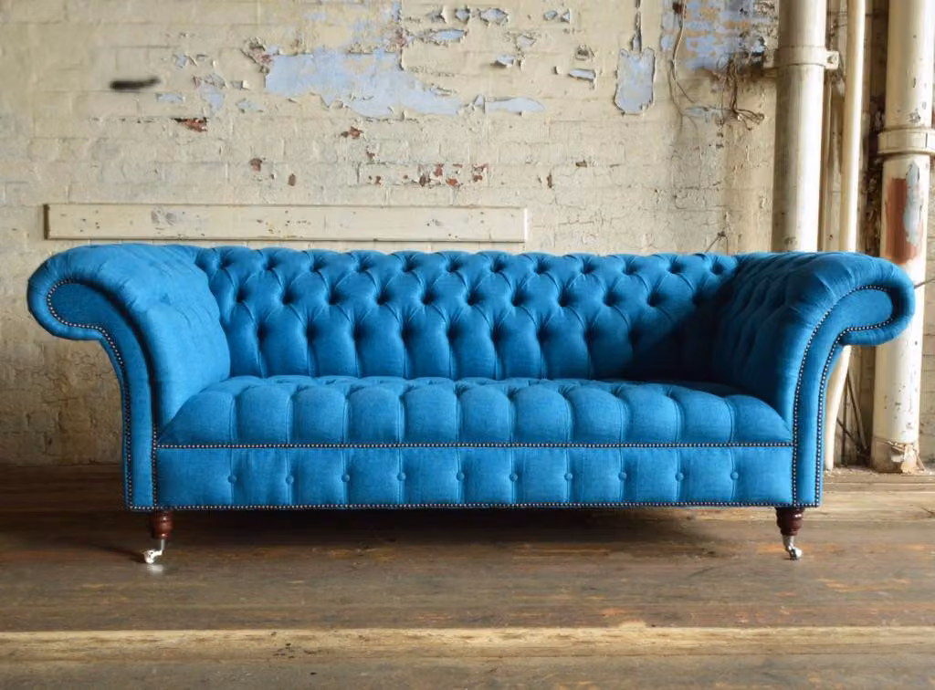 Chesterfield Design Luxus Polster Sofa Couch Sitz Garnitur Leder #149