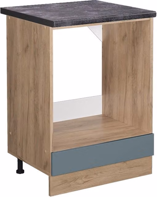 Mobile per forno da incasso Vicco R-Line Grigio-blu e Rovere dorato con base Antracite, L: 60 cm