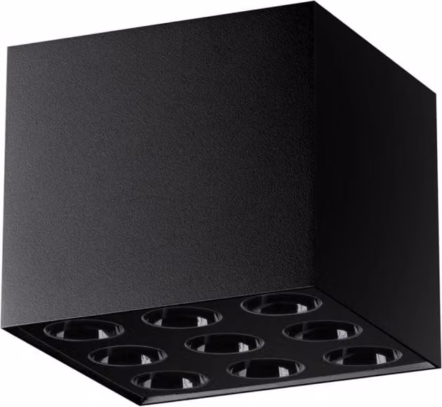 Spot da soffitto quadrato Pure Lume nero con tecnologia LED 16W in metallo e alluminio