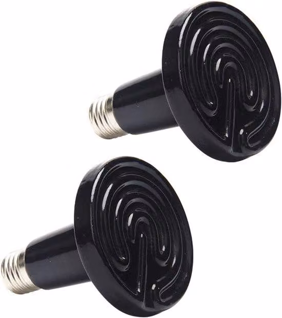 Lampade riscaldanti per rettili e anfibi - Set di 2 lampade riscaldanti a infrarossi in Vetroceramica da 100 W per lucertole, tartarughe e altri animali (E27 220-240 V)